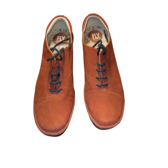 Fly London Orange Lace Up Wedges - Picture 3 of 6